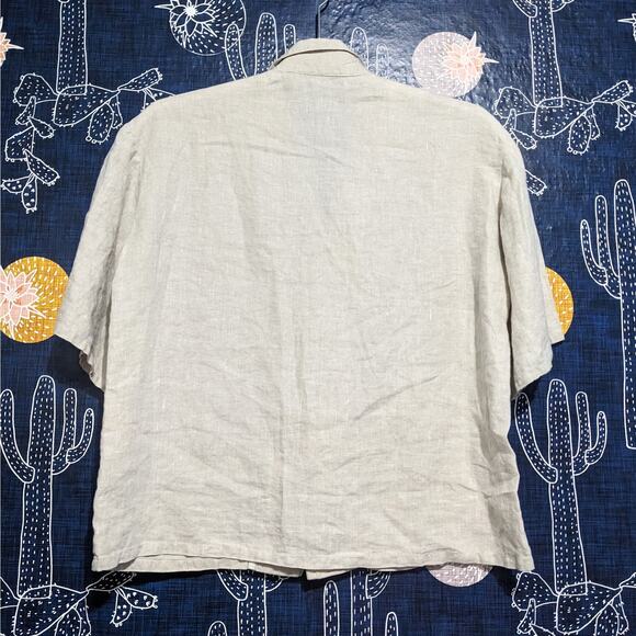 Benjamin Benmoyal Cassette Bowling Button Down Shirt Cream Women's Size Small - Picture 6 of 11